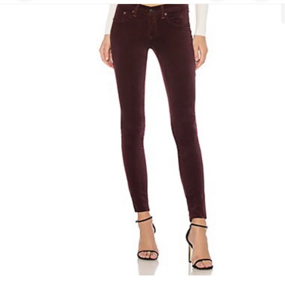 Rag & Bone Wine Velvet Skinny Jeans Size 25 #k6
